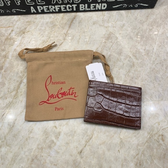 CHRISTIAN LOUBOUTIN W Kios Croc-Embossed Loubinthesky Card Case - Picture 6 of 8